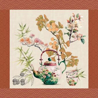 Garnier-Thiebaut Serviette Theieres Rouille 45x45 Cm 50% Leinen / 50% Baumwolle Vorgewaschen 