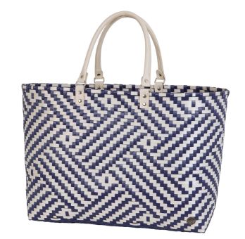 Handed By Shopper M Claire champagne with navy pattern 