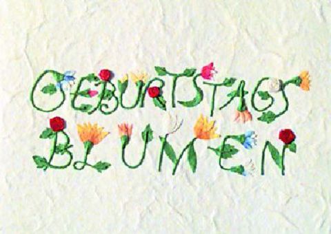 Räder Schrift Karte Geburtstagsblumen 