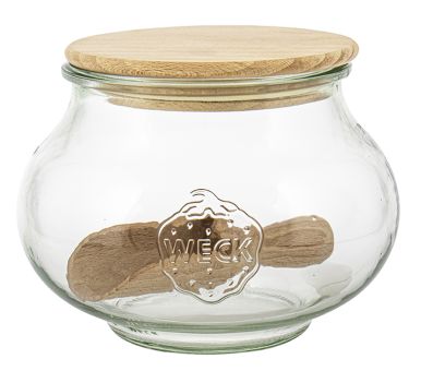 Einkochwelt Weck-Glas Schmuckform 1 l Nr.748 mit 100 mm Holzdeckeln (Buche) mit Silikondichtring 