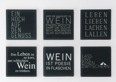 Räder Untersetzer Set 6 Stk. Wein Text 10x10x0,4 cm 