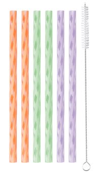 Lurch 6er-Set Trinkhalme 20cm Summer Fun Silikon 