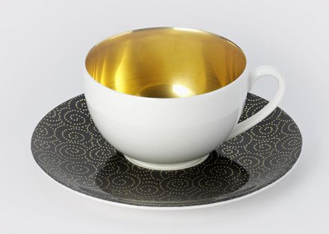 Dibbern Ornament Untertasse 0,2 L 0,25 L Gold/Schwarz 