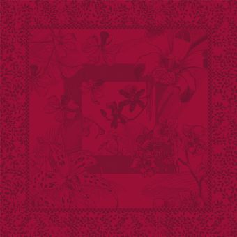 Garnier-Thiebaut Serviette Orchidees Bordeaux Coton 60x60 cm 