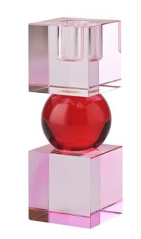 Gift Company Sari Kristallglas Kerzenhalter Kugel 2 Cubes hellrosa/rot gs 