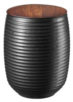 ASA Selection Teedose Black mit Holzdeckel Japandi L 8,1 cm B 8,1 cm H 11 cm 