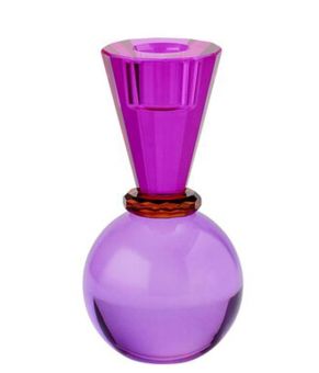 Gift Company Sari Kristallglas Kerzenhalter H13 5 cm Kugel/Konus pink/lila gs 